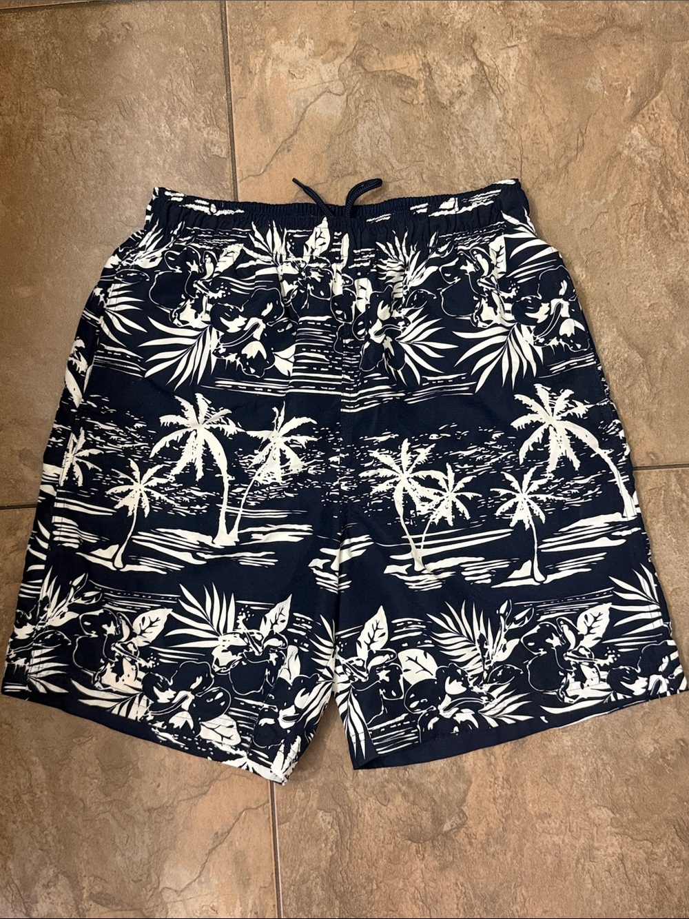 croft & barrow Navy and White Tropical Board Shorts